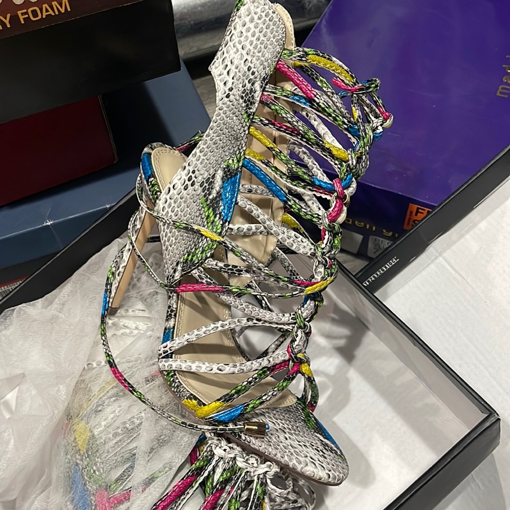 NWT snakeskin lace up heels